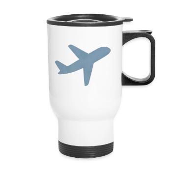 Blaues minimalistisches Flugzeug - Thermobecher mit Tragegriff - Weiß - Vorne