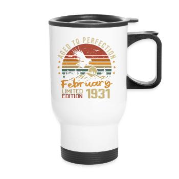 Born in February 1931 Birthday 1931 February - Thermal mug with handle - white - Front