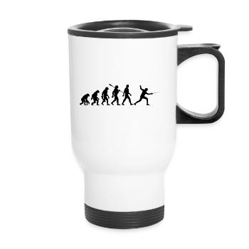 Evolution - Fechten - Fechter - Kampfsport - Thermobecher mit Tragegriff - Weiß - Vorne