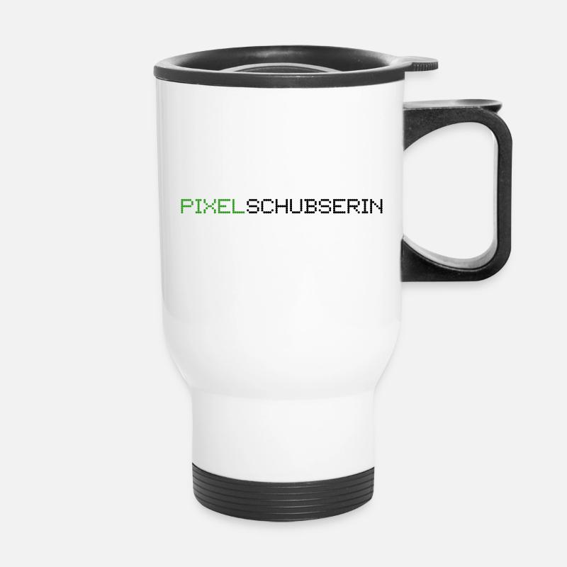 Pixelschubserin im Design von Pixeln, 2fb - Thermobecher mit Tragegriff - Weiß