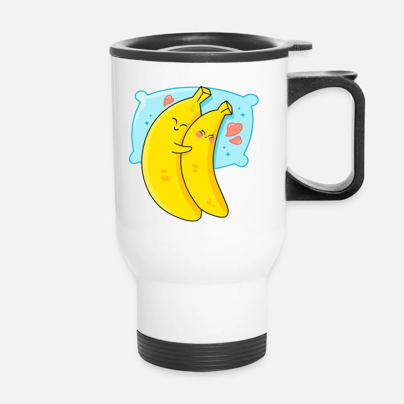 Bananen und Schlaf - Thermobecher mit Tragegriff - Weiß