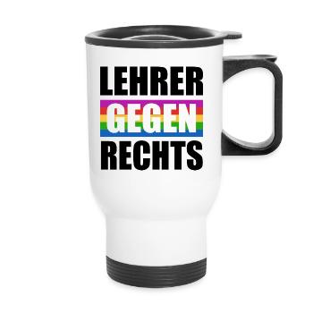 Lehrer gegen rechts - Nie wieder ist jetzt - Thermobecher mit Tragegriff - Weiß - Vorne