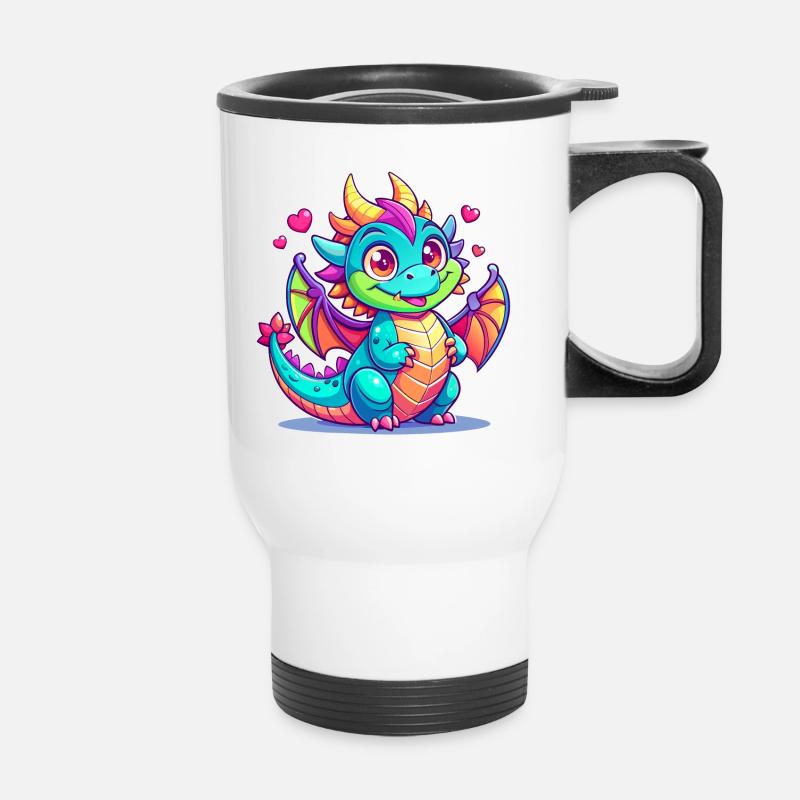 Farbenfroher Drache - Thermobecher mit Tragegriff - Weiß