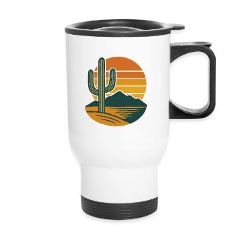 Desert Glow – Retro Silence - Thermobecher mit Tragegriff - Weiß - Vorne