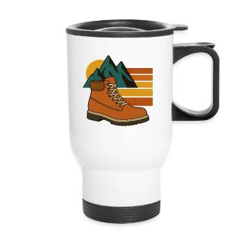 Step Wild – Retro Hiking Spirit - Thermobecher mit Tragegriff - Weiß - Vorne