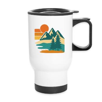 Wild Pines – Retro Forest Vibes - Thermobecher mit Tragegriff - Weiß - Vorne