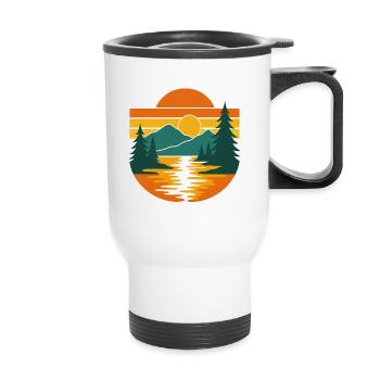 Silent Valley – Retro Wilderness Calm - Thermobecher mit Tragegriff - Weiß - Vorne