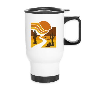 Golden Horizon – Retro Glow - Thermobecher mit Tragegriff - Weiß - Vorne