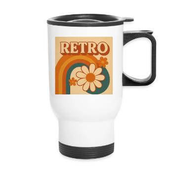 Sunshine & Daisies – 70s Vibes Forever - Thermobecher mit Tragegriff - Weiß - Vorne