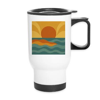 Sunset Flow – Ambiance rétro de l’océan - Tasse isotherme avec poignée - blanc - Devant