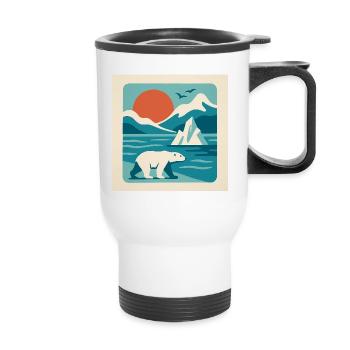 Polar Solitude – Ambiance rétro arctique - Tasse isotherme avec poignée - blanc - Devant