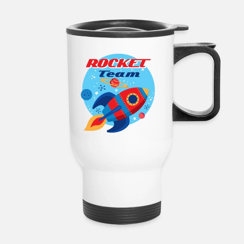 Raketenteam - Thermobecher mit Tragegriff - Weiß