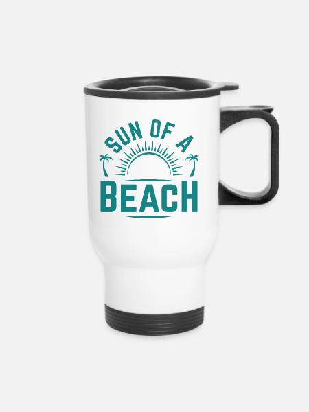 Sonne eines Strandes - Thermobecher mit Tragegriff - Weiß