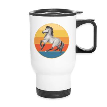 Animal Horse Vintage Retro Sunset - Tasse isotherme avec poignée - blanc - Devant