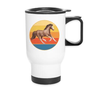 Animal Horse Vintage Retro Sunset - Tasse isotherme avec poignée - blanc - Devant