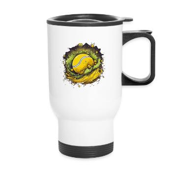 Tennis ball - Thermobecher mit Tragegriff - Weiß - Vorne