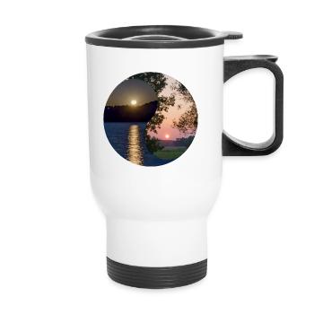Yin and Yang of the moon and sunrise - Thermal mug with handle - white - Front