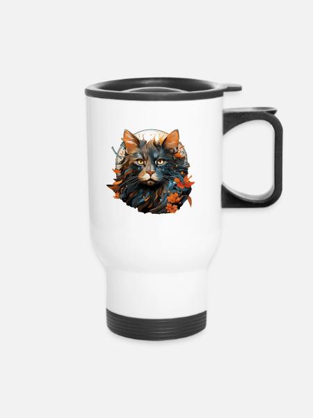 Katze - Thermobecher mit Tragegriff - Weiß