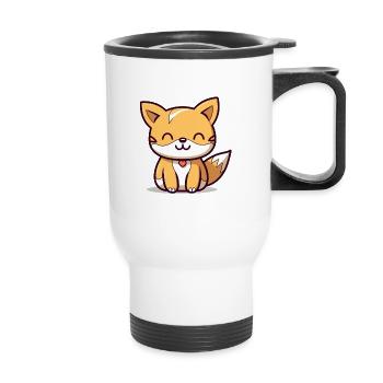 Fuchs - Kawaii Style - Thermobecher mit Tragegriff - Weiß - Vorne