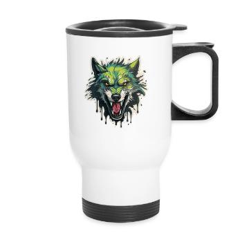Wolf - Illustration - Thermobecher mit Tragegriff - Weiß - Vorne
