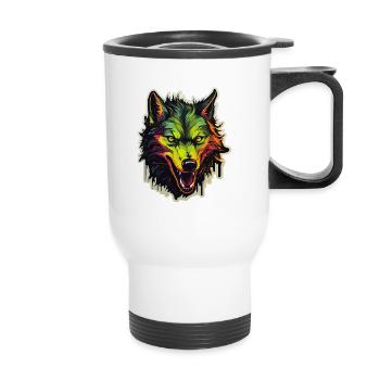 Wolf - Illustration - Thermobecher mit Tragegriff - Weiß - Vorne