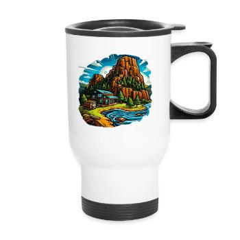 Landschaft - Illustration - Thermobecher mit Tragegriff - Weiß - Vorne