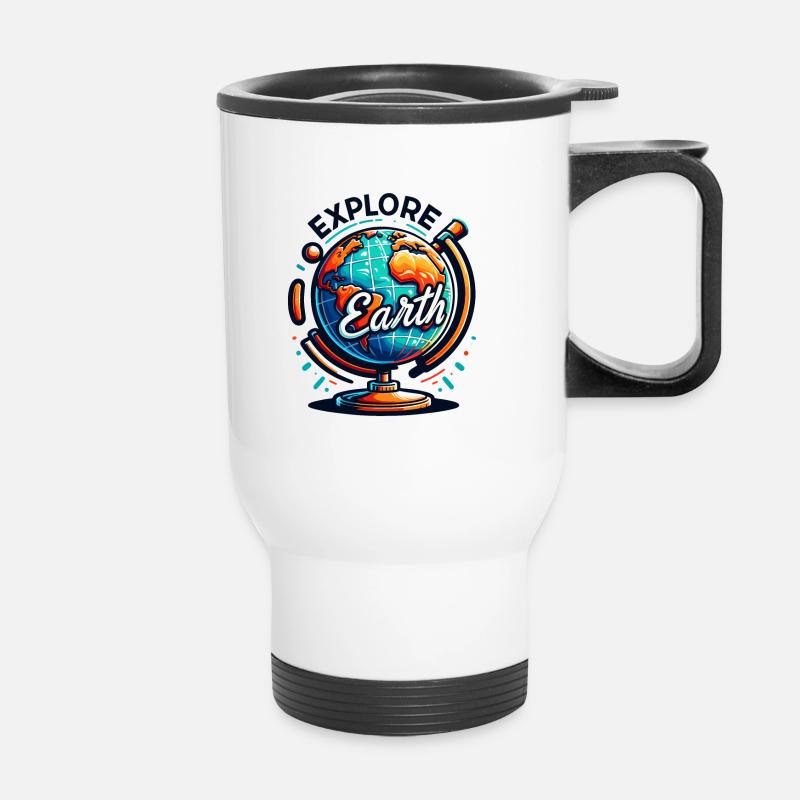 Explore Earth - Erde Illustration - Thermobecher mit Tragegriff - Weiß