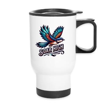 Soar High - bird illustration - Thermal mug with handle - white - Front