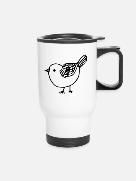 Vogel - Thermobecher mit Tragegriff - Weiß