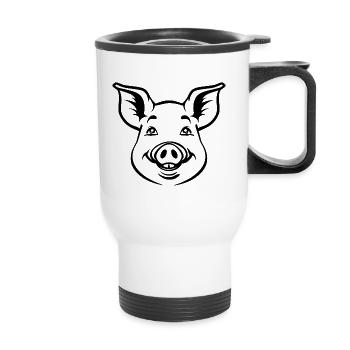 Pig Piggy - Thermal mug with handle - white - Front