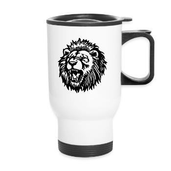Lion Lion Head - Thermal mug with handle - white - Front