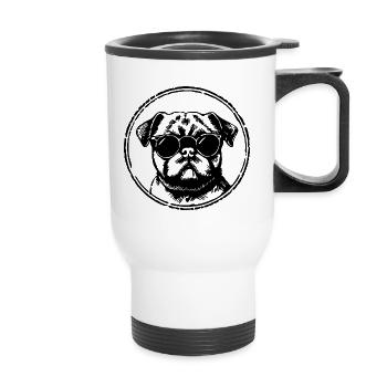 Chien carlin - Tasse isotherme avec poignée - blanc - Devant