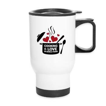 Kochen ist Liebe in essbarer Form. - Thermobecher mit Tragegriff - Weiß - Vorne