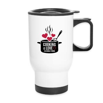 Kochen ist Liebe in essbarer Form. - Thermobecher mit Tragegriff - Weiß - Vorne