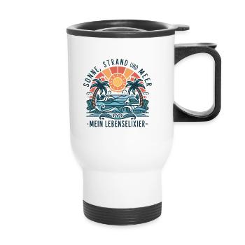 Le soleil, la plage et la mer - mon élixir de vie - Tasse isotherme avec poignée - blanc - Devant