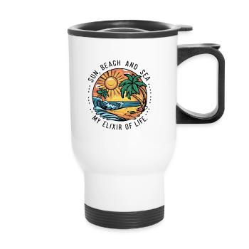 Sun, beach and sea - my elixir of life - Thermal mug with handle - white - Front