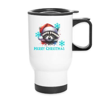 X Mas Waschbär - Thermobecher mit Tragegriff - Weiß - Vorne