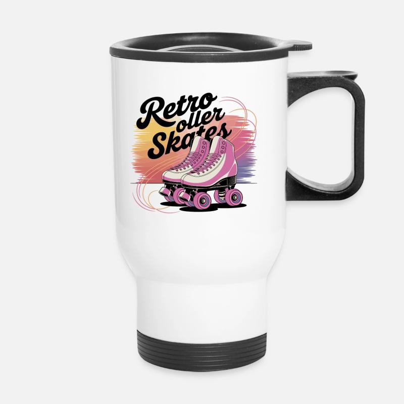 Retro Roller Skates – 80s Vibes - Thermal mug with handle - white