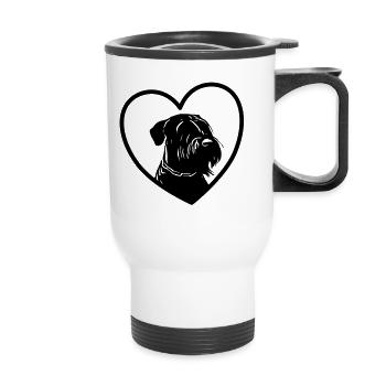 Schnauzer love / Giant Schnauzer dog gift - Thermal mug with handle - white - Front