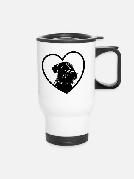 Schnauzerliebe / Riesenschnauzer Hund Geschenk - Thermobecher mit Tragegriff - Weiß