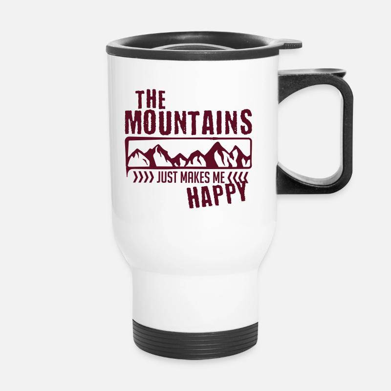 Mountains make happy - berg - Thermobecher mit Tragegriff - Weiß