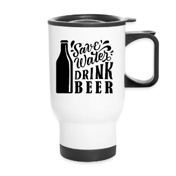 Save Water Drink Beer - Thermal mug with handle - white - Front