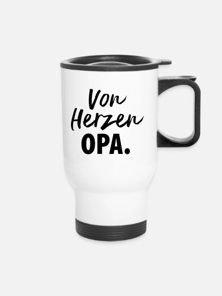 Von Herzen Opa - Thermobecher mit Tragegriff - Weiß