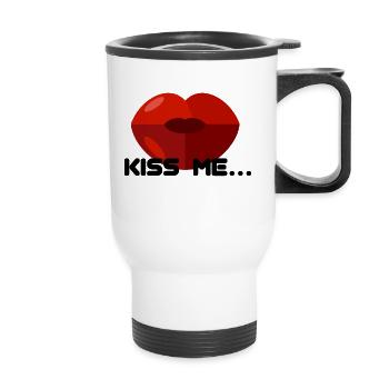 KISS ME - Thermobecher mit Tragegriff - Weiß - Vorne