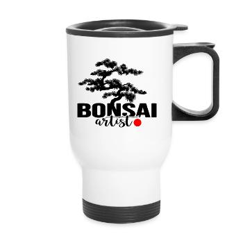 bonsai-show shohin bonsaiclub bonsai mame - Thermobecher mit Tragegriff - Weiß - Vorne