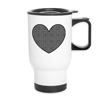 Heart Black Dotted Pattern Hearts - Thermal mug with handle - white - Front