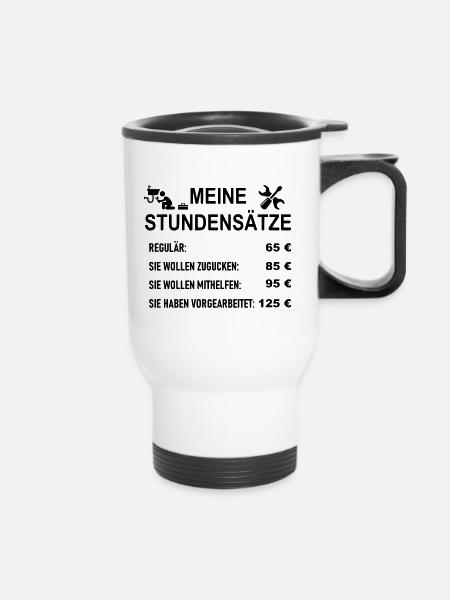 Stundensätze Klempner - Thermobecher mit Tragegriff - Weiß