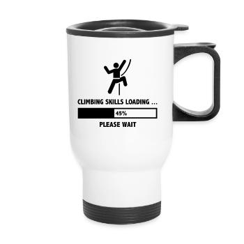 Chargement des compétences d’escalade S’il vous plaît attendre - Tasse isotherme avec poignée - blanc - Devant