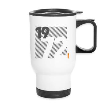 Hergestellt im Jahr 1972 Retro Modernistisches Design Geburtstagsgeschenk - Thermobecher mit Tragegriff - Weiß - Vorne