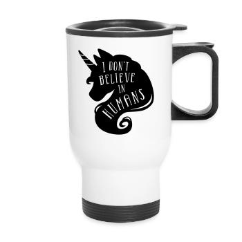 I don´t believe in humans - unicorn - Tasse isotherme avec poignée - blanc - Devant